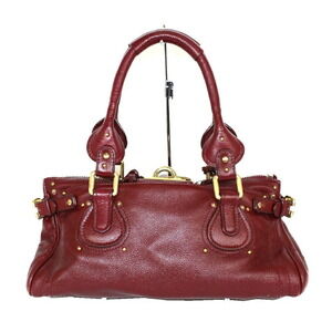 Chloe Leather Purple Handbag Paddington Bordeaux Padlock closure Cadena